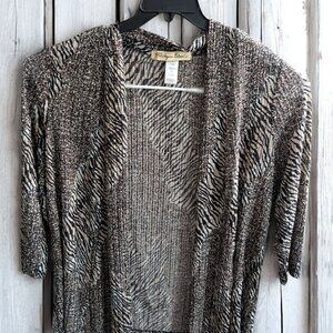 Aqua Blues PLus Size 2X‎ Zebra Animal Print Sheer Open Cardigan Jacket USA MAde